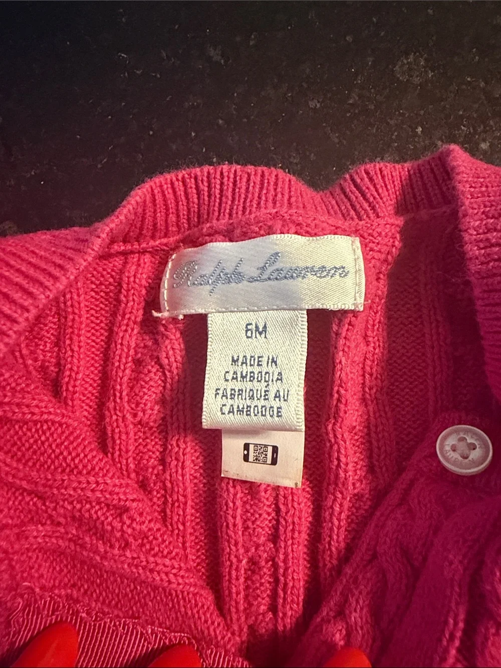 Ralph Lauren Kids Bright Fuchsia Cable Knit Cardigan